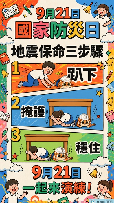 921國家防災日 請做好地震避難動作!
